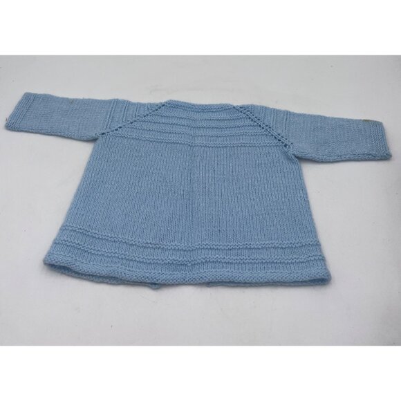 Handmade Baby Blue Knit Cardigan With Button Front Closure For Infants - Picture 2 of 5